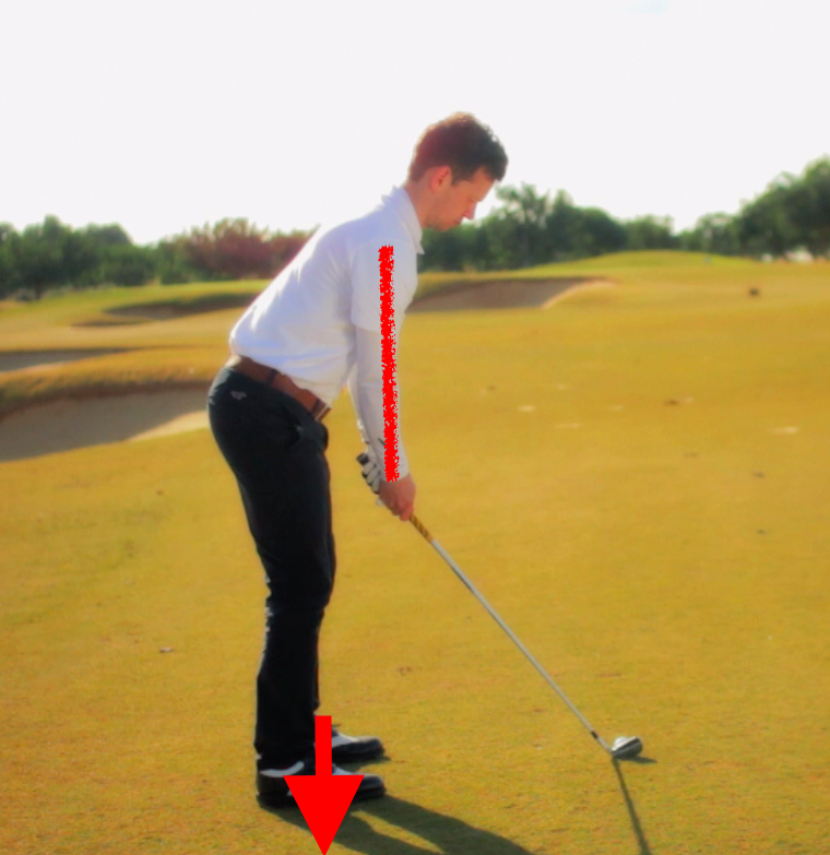 golf swing tip for set up. You should feel the pressure through the mid-point of your feet and let your arms hang under your shoulders
