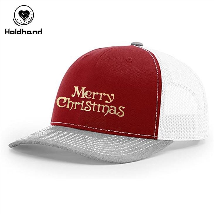 Bronzing engelsk Letter Design Christmas Fit Rød Farge Trucker Hat Mesh Baseball Cap Justerbar Snapback Custom