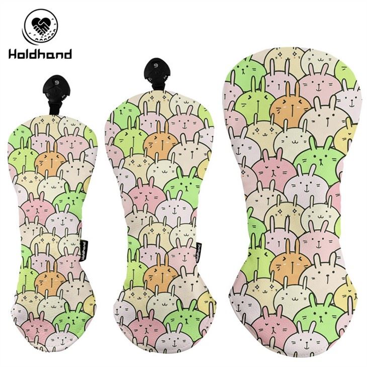 Fargerik Bunny Cute Golf-trykt PU-hodedeksel