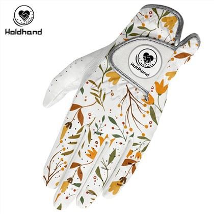 Mikrofiber blandet PU-lær golfhansker Mønsterutskrift Pustende og behagelig