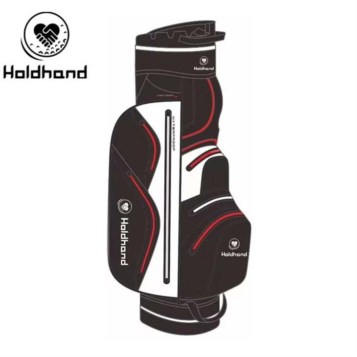 Svart og rød polyester Vannavstøtende tilpasset design tilpassede lommer Golfbager Golf Cart Bag