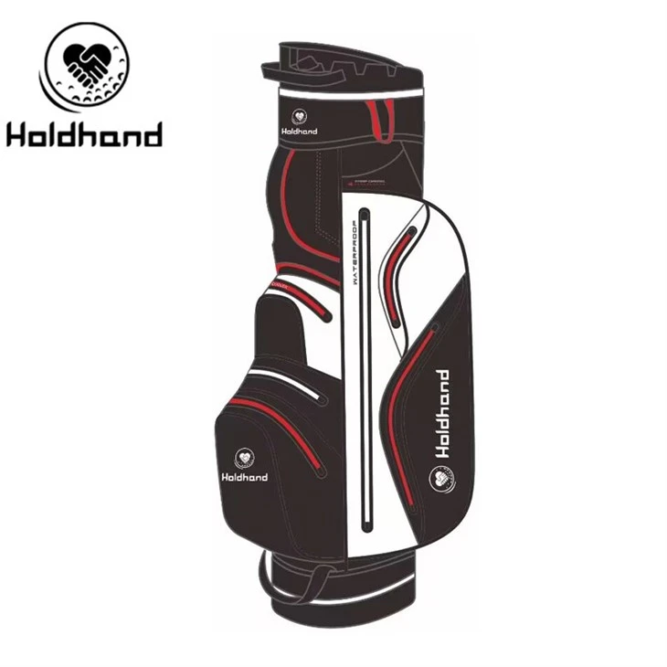 Black And Red Polyester Water-resistant Custom Design Custom Pockets Golf Bags Golf Cart Bag